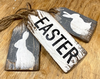 Easter Decor, Easter Rabbit Sign, Wood Bunny Tags, Country Farmhouse Decor, Primitive Set