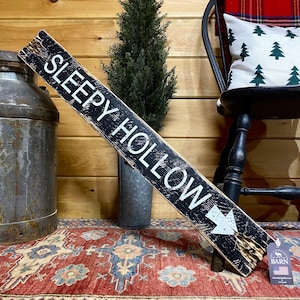 Rustic Halloween Sleepy Hollow Wood Sign