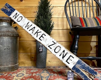 No Wake Zone Wood Sign, Rustic Beach House Decor, Nautical Lake House Sign, 4ft