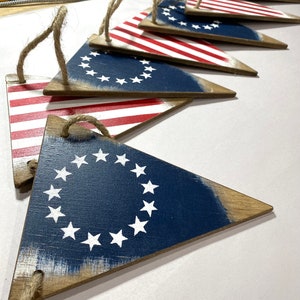 Betsy Ross 1776 Wood Flag, Primitive Colonial Banner, American Flag Pennant, USA Country Decor