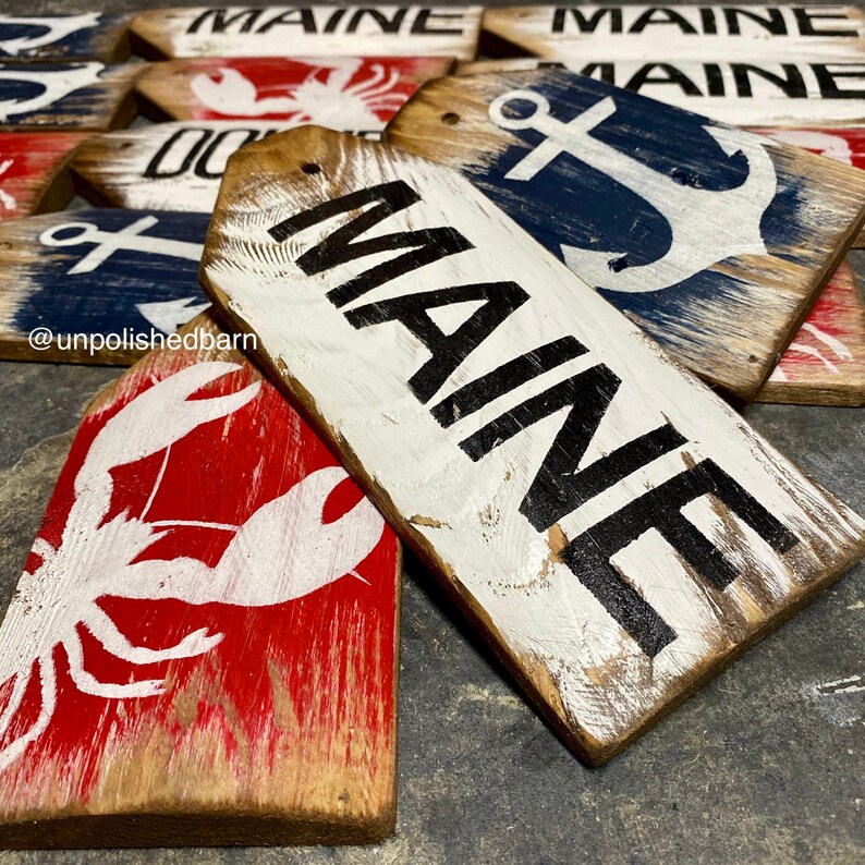 Maine Lobster Sign Freeport Rustic Anchor Sign Nautical Etsy