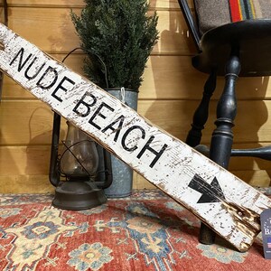 Rustic Nude Beach Wood Sign distressed Coastal Decor - Etsy