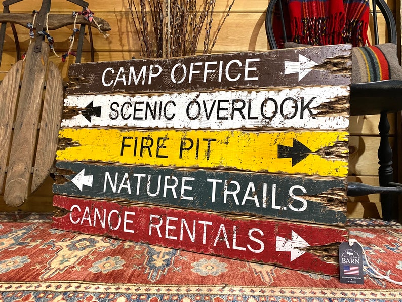 Rustic National Park Sign Set displayed together in a cabin wall art setting, styled for lodges, lake houses, and short term rentals, ideal for hikers and campers, Yellowstone, Yosemite, Teton inspired, handmade in Maine