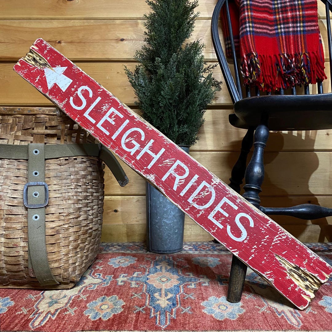 Sleigh Races Sign Wood Sleigh Rides Sign | Rustic Christmas Decor | Log Cabin Christmas ...