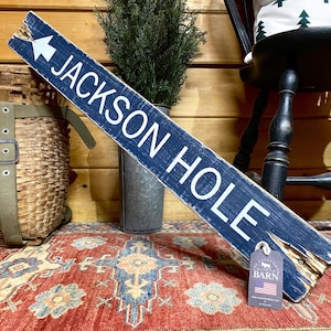 Jackson Hole Wyoming Rustic Wood Ski Trail Sign