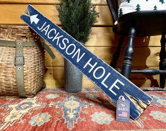 Jackson Hole Wyoming Rustic Wood Ski Trail Sign