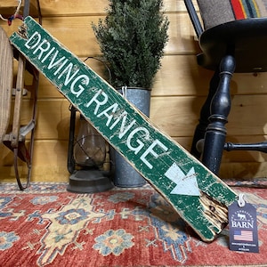 Driving Range Golf Sign, Rustic Wood Golfing Retirement Gift idea