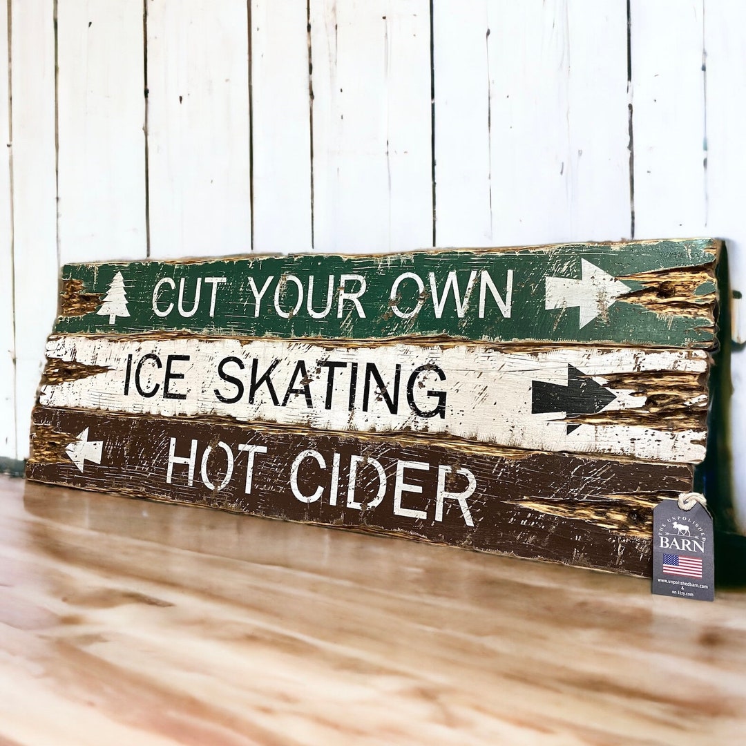 Rustic Sign Ice Rustic Christmas Sign Set – Cabin & Farmhouse Winter Holiday Decor, Ice ...