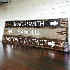 Rustic Blacksmith Wood Sign Set, Forge Decor, Historic District Sawmill