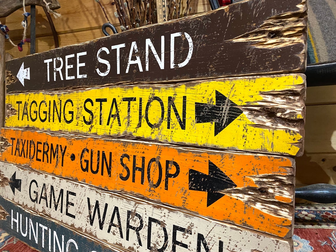 Rustic Deer Hunting Wood Sign Set Log Cabin Decor Game - Etsy