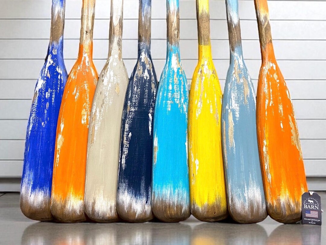 Painted Wood Boat Paddle: Rustic Coastal Lake House Decor - Etsy