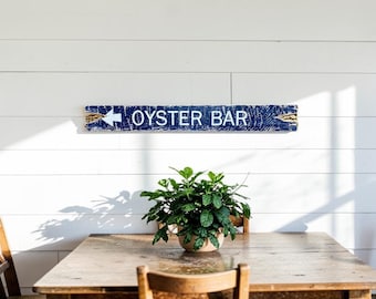 Wood Oyster Bar Sign, Coastal Distressed Seafood Decor