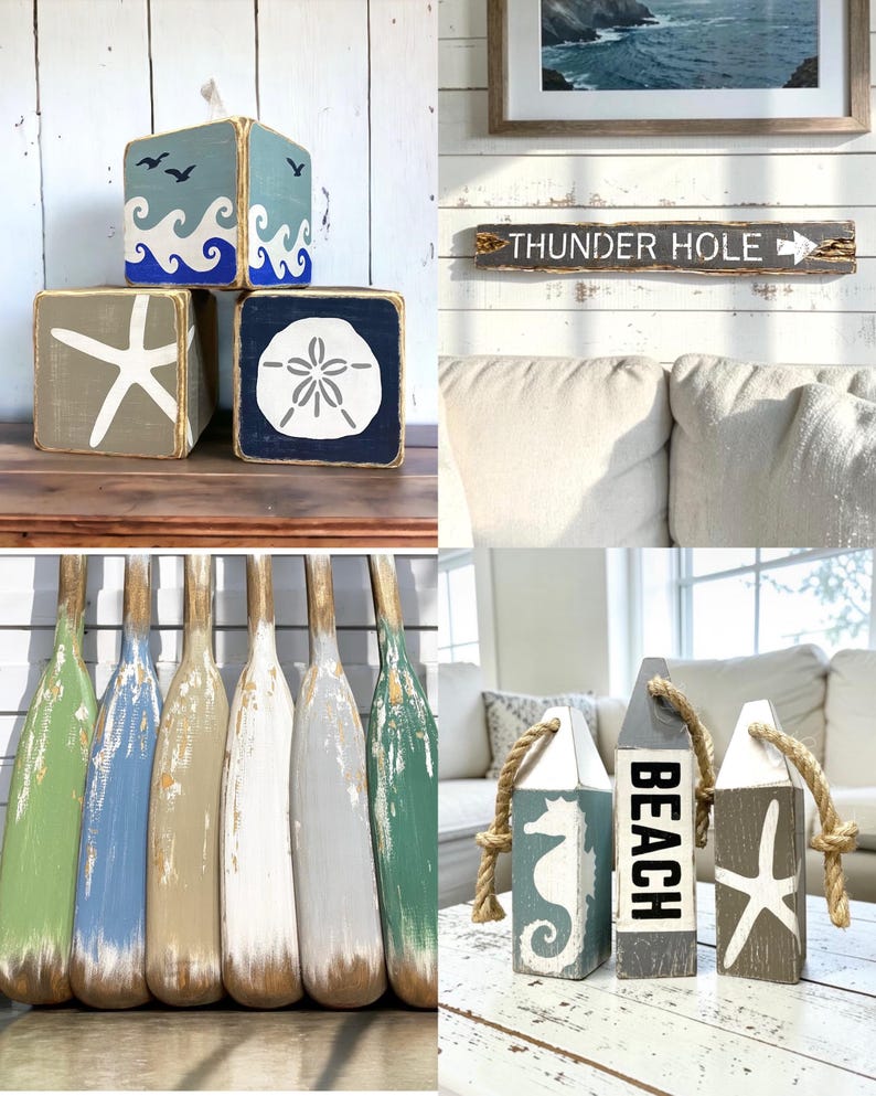 Coastal Tissue Box Cover | Beach House, Ocean Inspired Decor with Starfish & Sand Dollar image 8