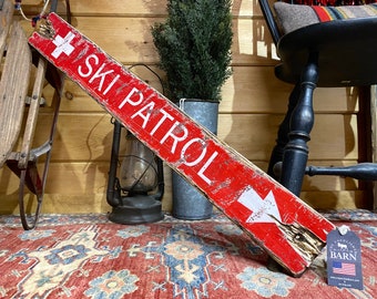 Wood Ski Patrol Sign | Directional Ski Trail Sign