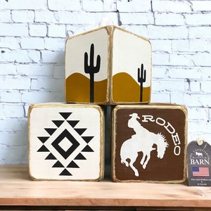 Western Rodeo Cowboy Wood Tissue Box Cover, Rustic Wood Ranch Decor, Saguaro Cactus