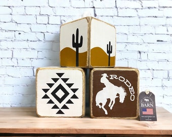 Western Rodeo Cowboy Wood Tissue Box Cover, Rustic Wood Ranch Decor, Saguaro Cactus