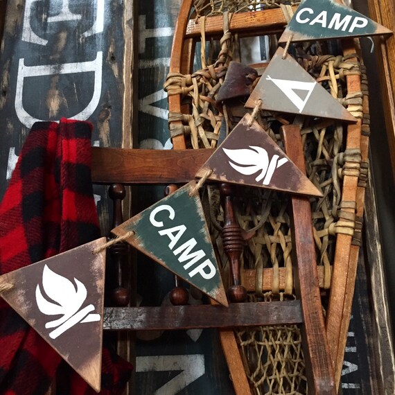 Camping Wood Banner Pennant Camping Signs Camping Decor Rustic Etsy