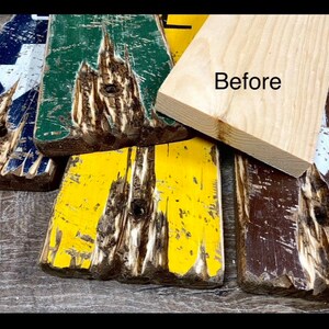 Before and after photo of the handcrafted Cider Mill wood sign, showcasing the transformation from a freshly painted finish to a hand-distressed vintage look inspired by historic apple orchards, country farm signs, and rustic fall decor