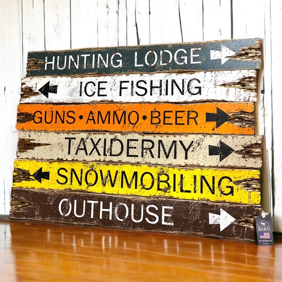 Wood Hunting Signs Rustic Log Cabin Decor Ice Fishing Deer Hunting Guns  Ammo Beer Snowmobiling Taxidermy -  Canada