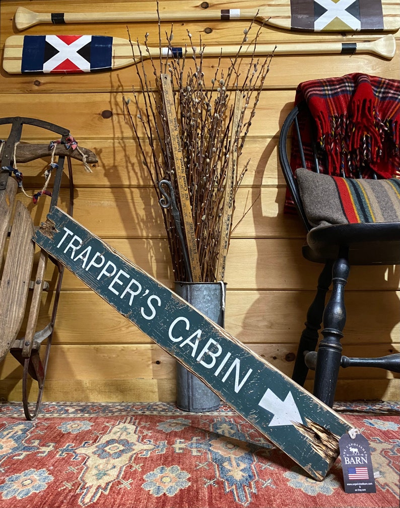 Trappers Cabin Hunting Wood Sign Rustic Log Cabin Decor Etsy