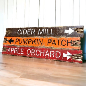 Rustic Fall Sign Set, Distressed Wood Thanksgiving Decor, Apple Orchard ...