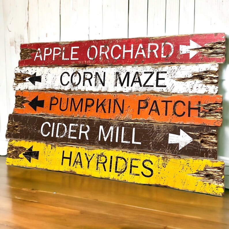 Collection of handcrafted rustic fall wood signs featuring harvest, orchard, and farmhouse-inspired designs. Perfect autumn decor for kitchens, cabins, country homes, and cozy seasonal decorating