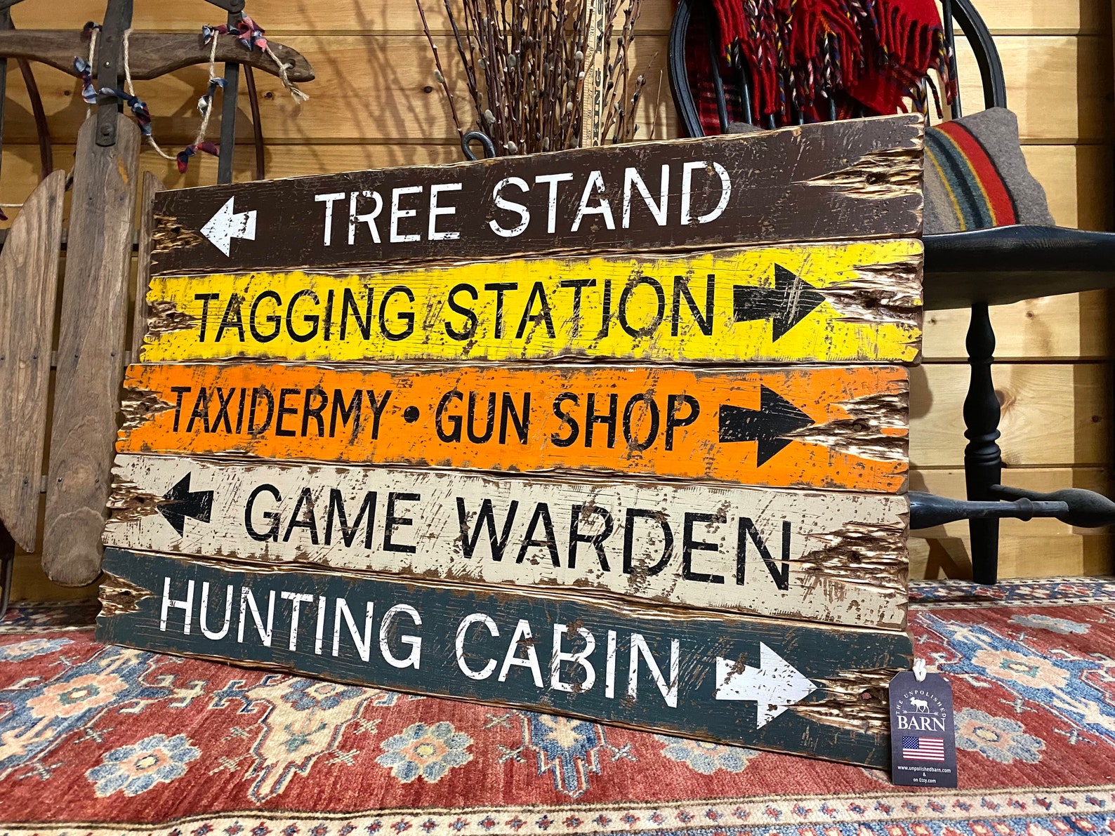 Rustic Deer Hunting Wood Sign Set Log Cabin Decor Game - Etsy