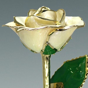 Lemon White Rose - Original 24k Gold Dipped Rose - Real Rose Plated in Gold by Living Gold