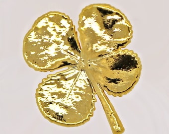 Real 4-Leaf Clover Pendant Plated in 24k Gold