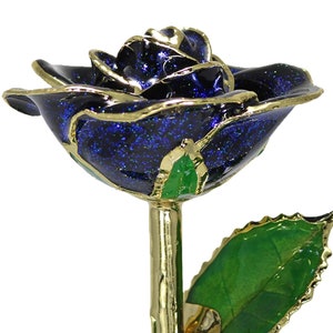 Blue Galaxy Sparkle Rose - Original 24k Gold Dipped Rose - Real Rose Plated in Gold by Living Gold