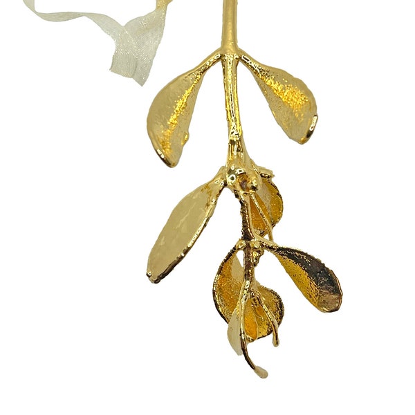 Real Mistletoe Dipped in 24k Gold - Ornament