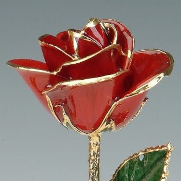 Red Rose by Living Gold - Original 24k Gold Dipped Rose - Real Rose Plated in Gold