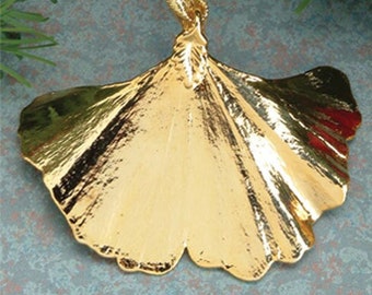 Real Ginkgo Leaf Dipped in 24k Gold - Christmas Ornament