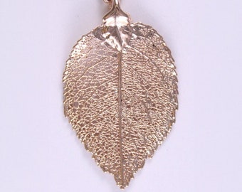 Real Rose Leaf Pendant / Necklace Dipped in Rose Gold