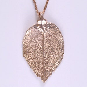 Real Rose Leaf Pendant / Necklace Dipped in Rose Gold
