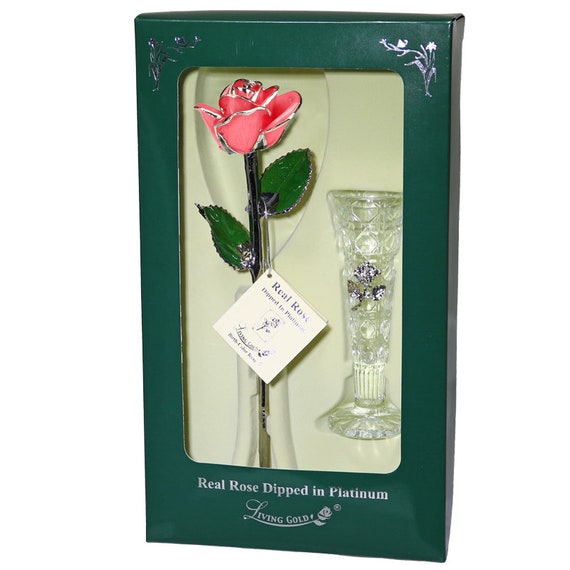 ピンクのバラ - オリジナルのプラチナコーティングされたバラ - Living