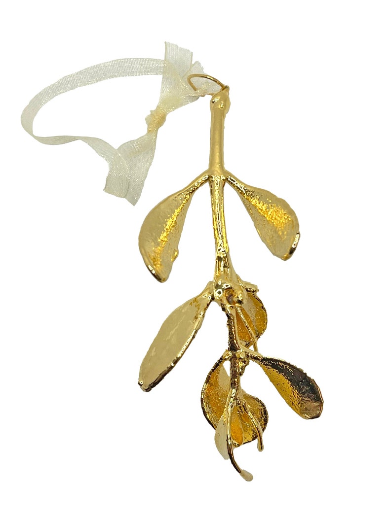 Real Mistletoe Dipped in 24k Gold Ornament image 1