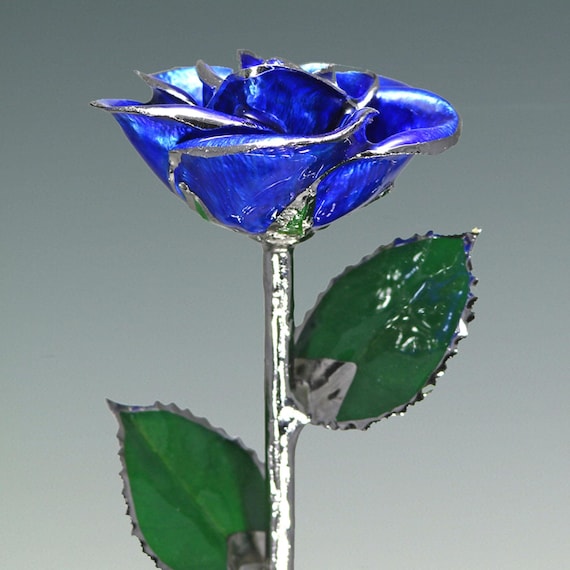 Dark Blue Rose - Original Platinum Dipped Rose - Real Rose Plated