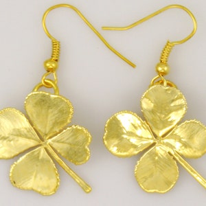 Real 4-Leaf Clover Earrings Plated in 24k Gold