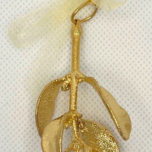 Real Mistletoe Dipped in 24k Gold Ornament image 6