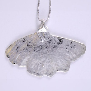 Real Ginkgo Leaf Pendant / Necklace Dipped in Silver