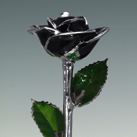 Black Rose - Original Platinum Dipped Rose - Real Rose Plated in Platinum by Living Gold