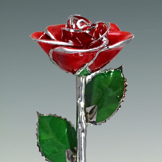 Red Rose - Original Platinum Dipped Rose - Real Rose Plated in Platinum by Living Gold