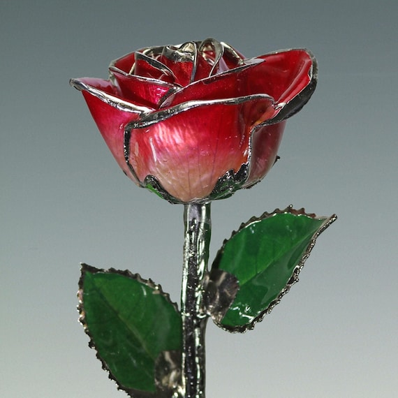 2-Tone Red Rose - Original Platinum Dipped Rose - Real Rose Plated in Platinum by Living Gold