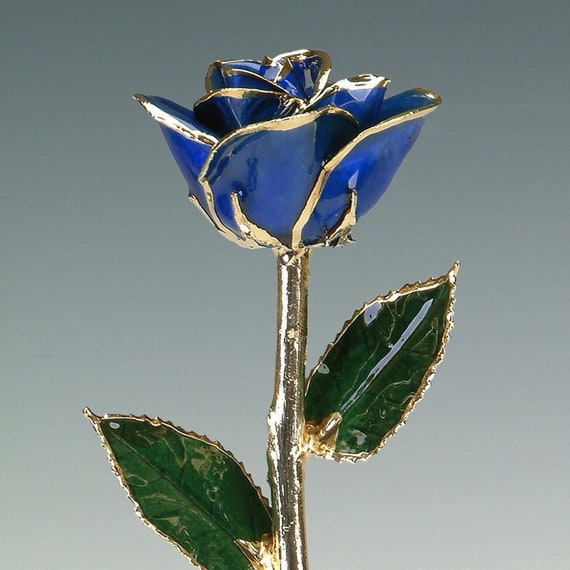 Dark Blue Rose - Original 24k Gold Dipped Rose - Real Rose Plated