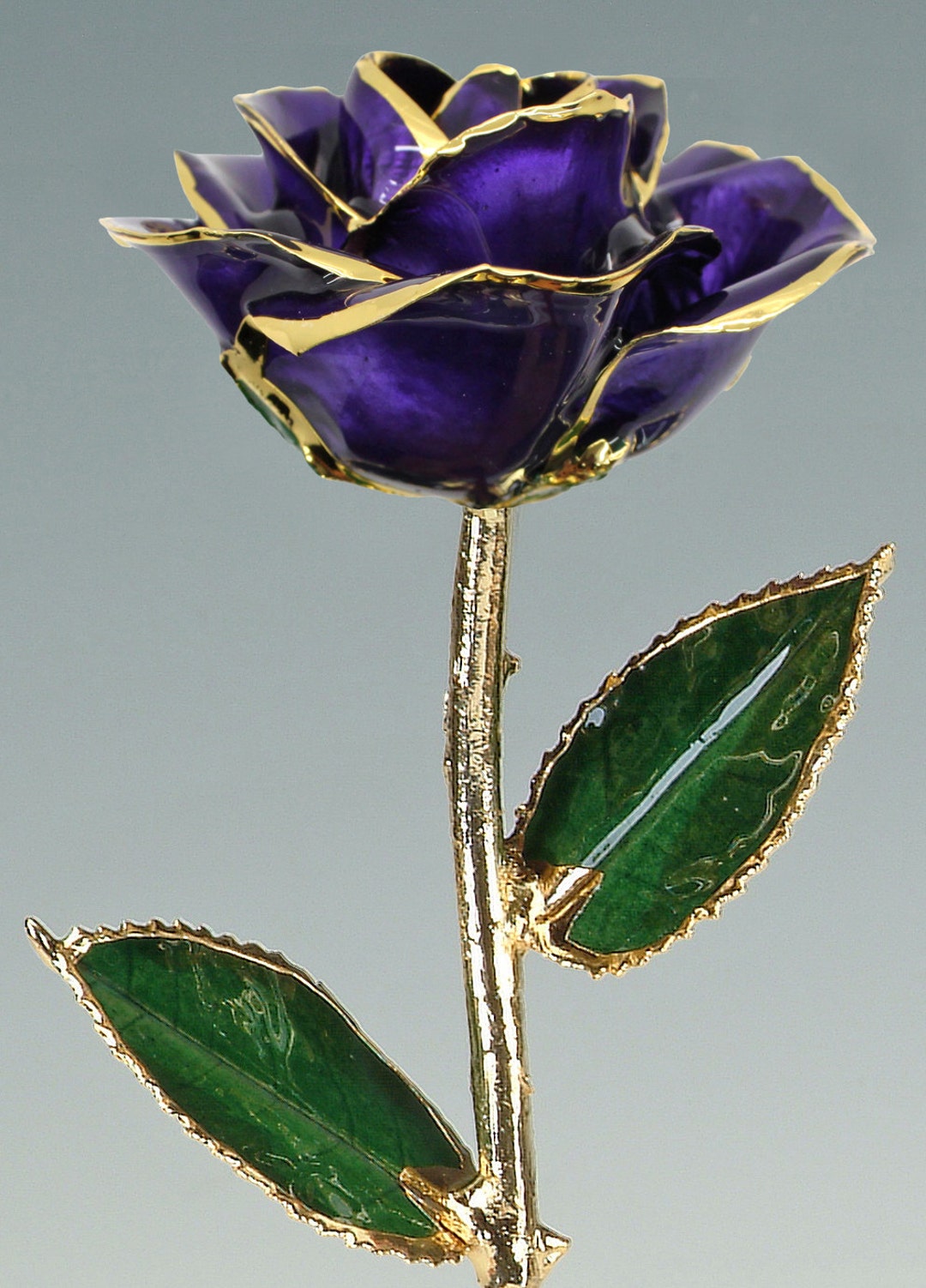 Purple Rose by Living Gold Original 24k Gold Dipped Rose Real Rose