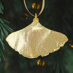 Real Ginkgo Leaf Dipped in 24k Gold - Christmas Ornament
