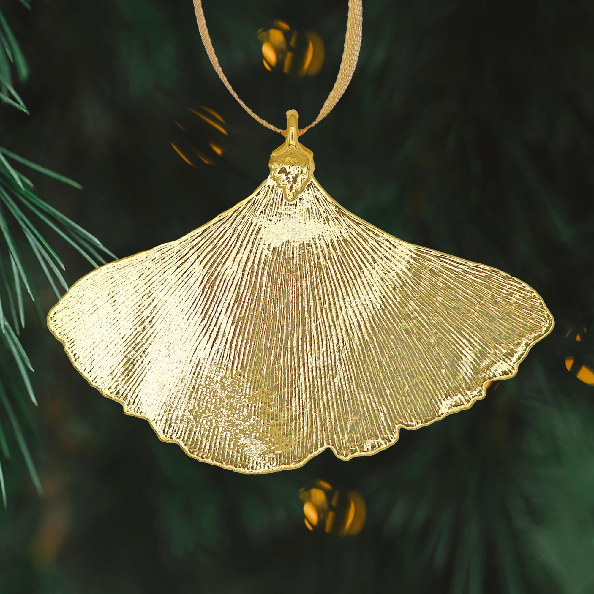 Real Ginkgo Leaf Dipped in 24k Gold - Christmas Ornament