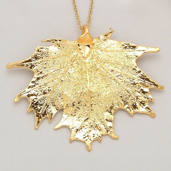 Real Sugar Maple Leaf Pendant / Necklace Dipped in 24k Gold