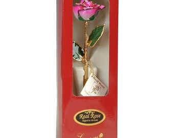 Rosa Artificiale 24K Gold Placcata In Oro Con Confezione Regalo – Fiore In Acrilico, Altezza 25,5 Cm, Colore Blu, Regalo Eterno - 5